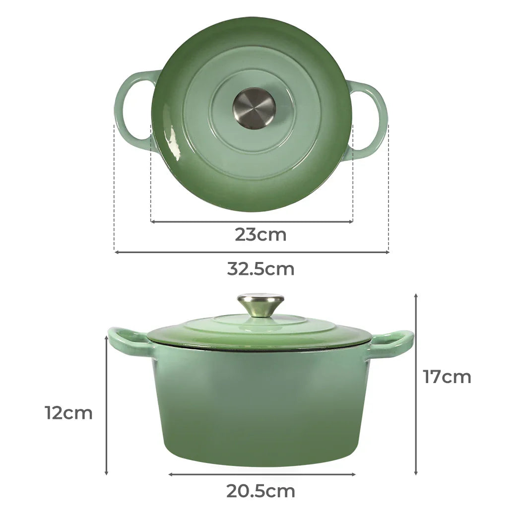 TOQUE 4L Enamel Dutch Oven Pot in Green Colour-2018816783506608130