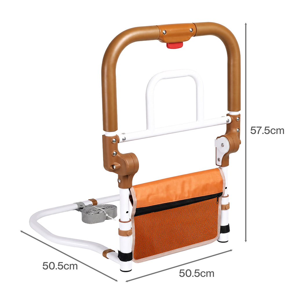 Levede Bed Rail Foldable 2 Handle Adjustable Height Non-Slip Grip Orange-2100034938442223618