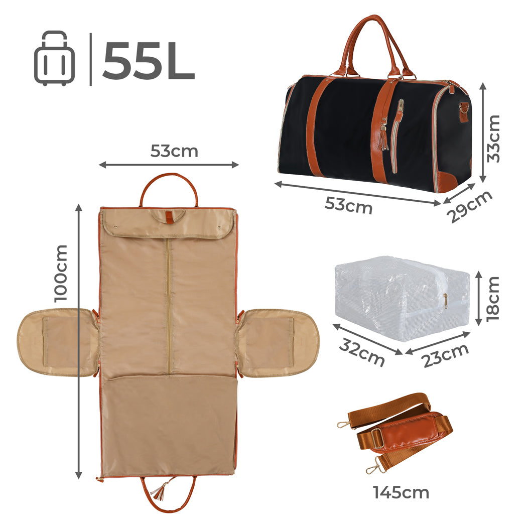 Slimbridge Garment Bags 2 in 1 Hanging Suit Bag Black-1894516795394625538