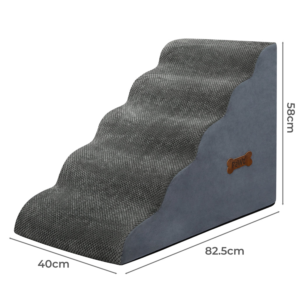 Pawz 5 Steps Pet Stairs Dog Ramp High Density Foam Grey-1919278361910317058