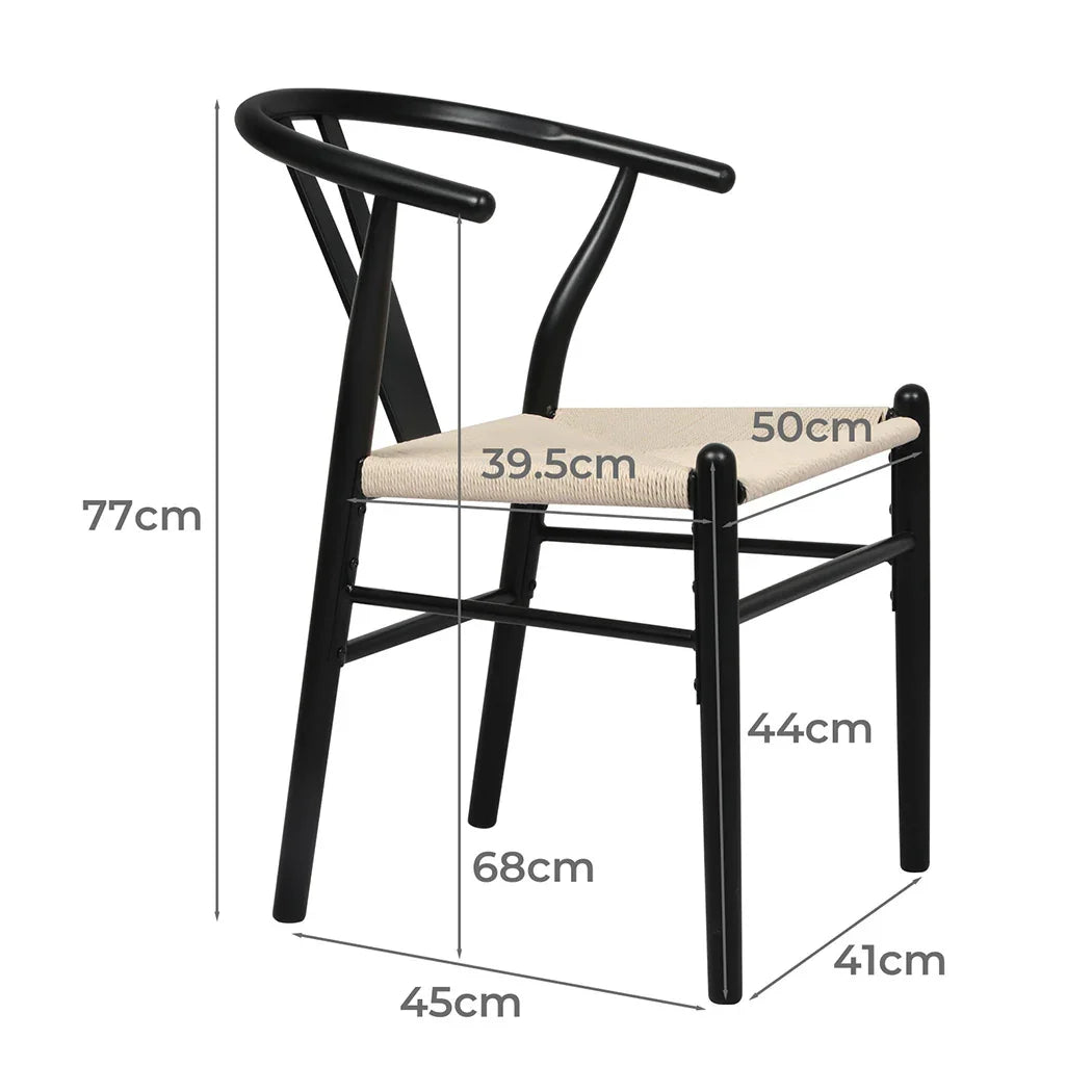Levede 8x Dining Chairs Wooden Hans Black-2018816939526328322