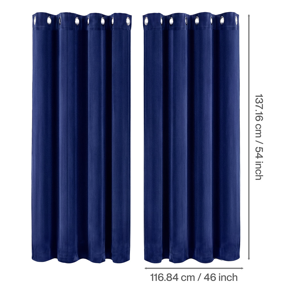 Marlow Thick Thermal Blackout Curtains Velvet 46x54 Inch Eyelet Ring Top Blue-2072893568934088706