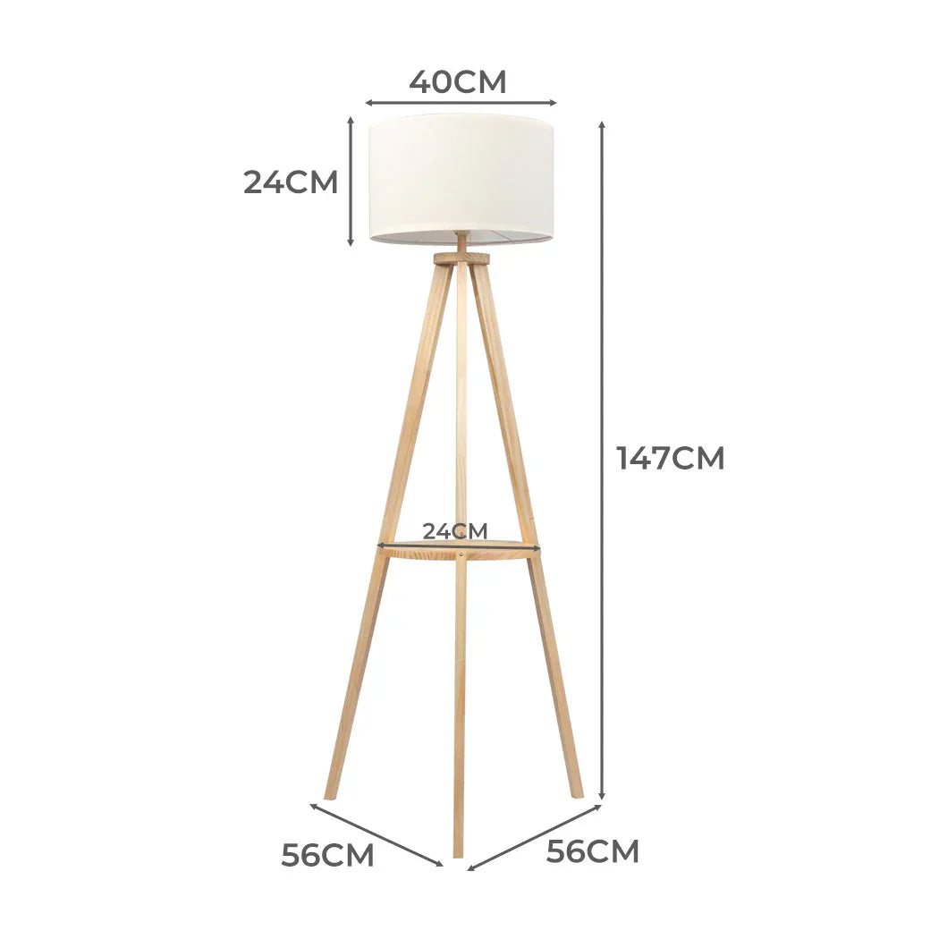 EMITTO Tripod Floor Lamp with Shelf-2018816831451697154