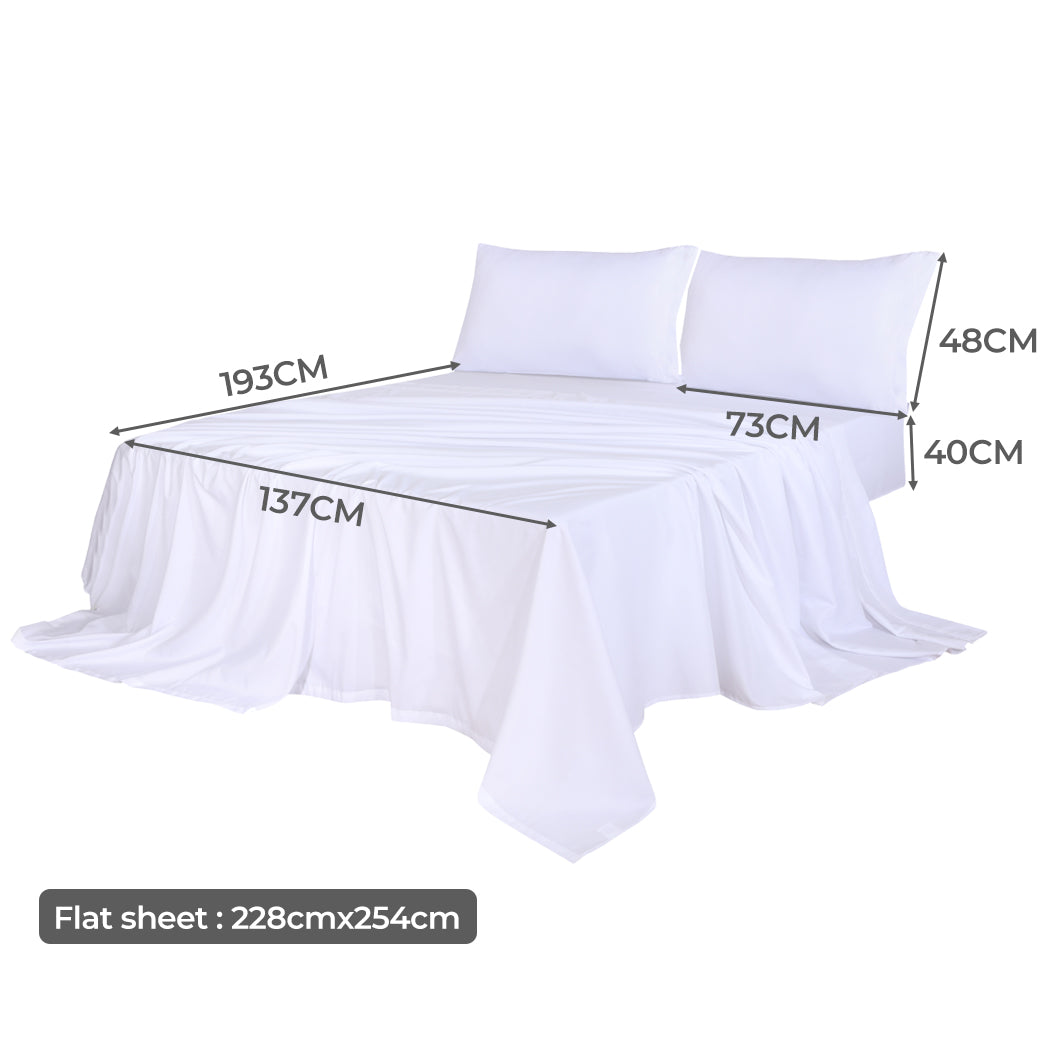 Dreamz 4pcs Double Size 100% Bamboo Bed Sheet Set in White Colour-1864183183537475586