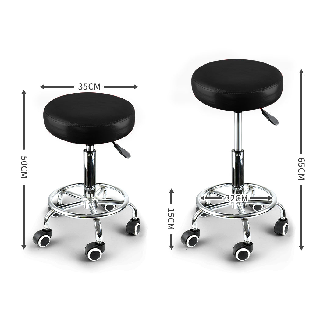 2x Levede Swivel Salon Barstool Hairdressing Black-1864184632992468994