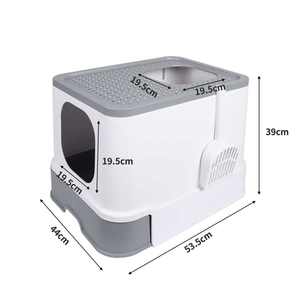 PaWz Cat Litter Box Fully Enclosed Kitty Grey-2018816755983585282