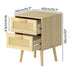 Levede 2x Bedside Tables Set Wooden Side Table Nigntstand Bedroom Rattan Drawers-2050056763503415298