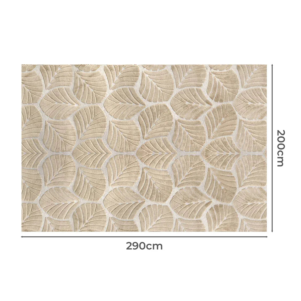 Marlow Floor Rug Soft Embossed Carpet Non Slip Plush Shaggy Rugs Leaf Pattern-2029387196552843266