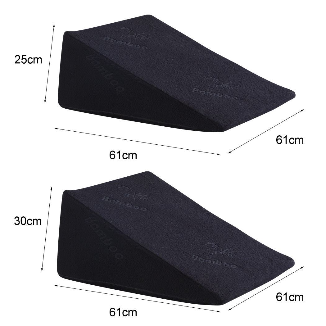 Cool Gel Memory Foam Bed Wedge Pillow Black 25+30-2029387257009541122