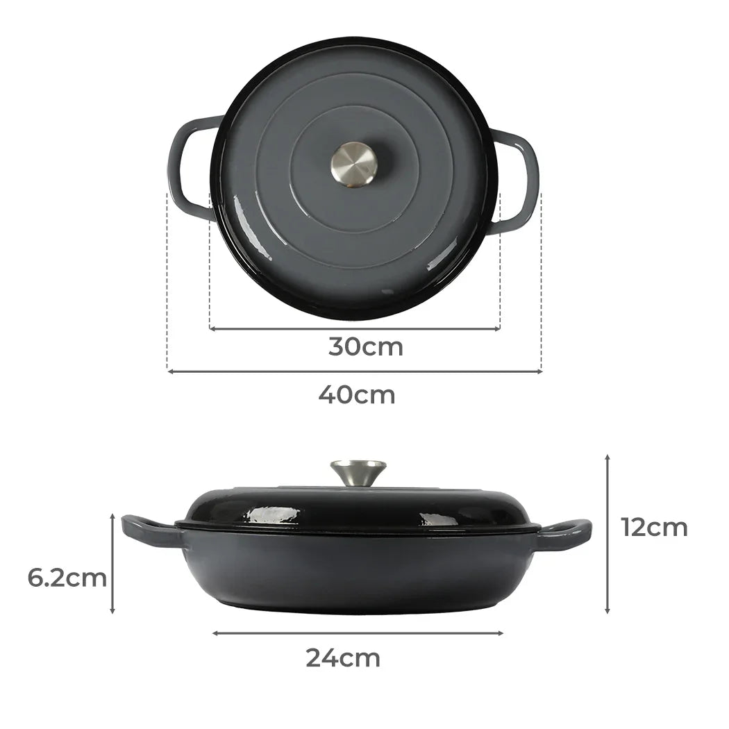 3.5L Enamel Dutch Oven Pan in Black Colour-2018816805572841474