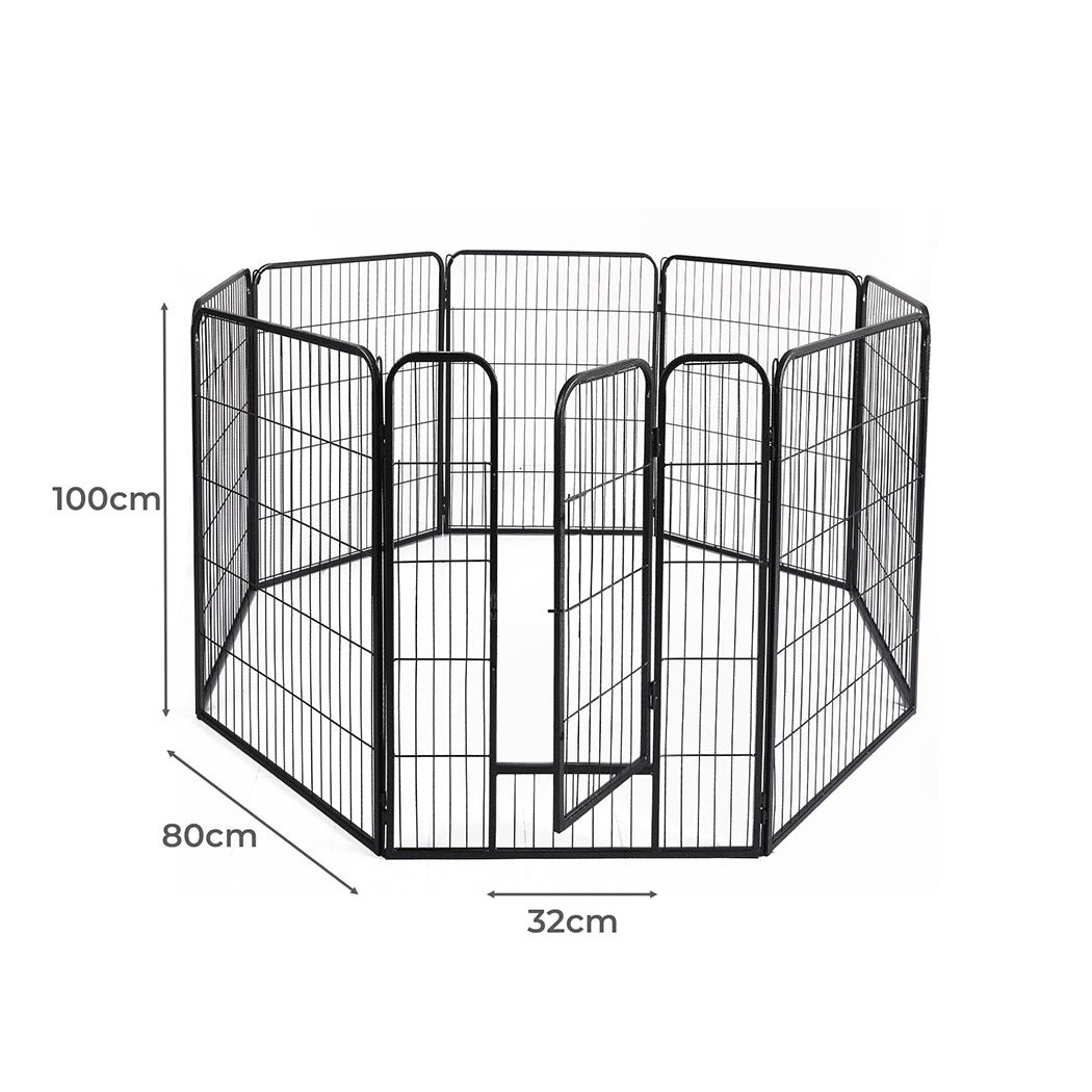 PaWz 8 Panel Pet Dog Playpen Puppy Exercise Black 2.5kg Venison-1864183335438389250