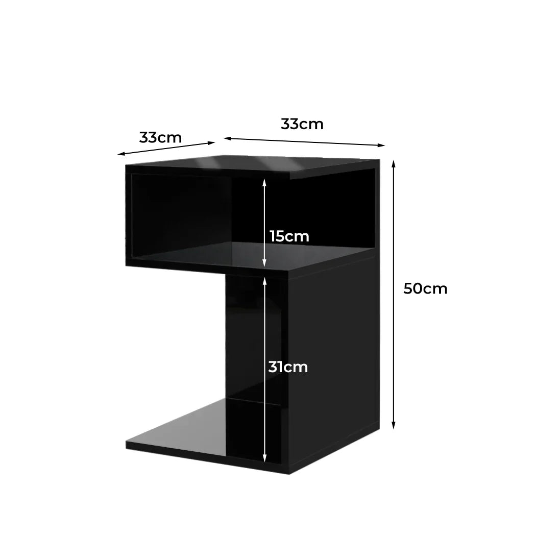 Levede 1xBedside Tables Drawers Side Black-2029387274596257794