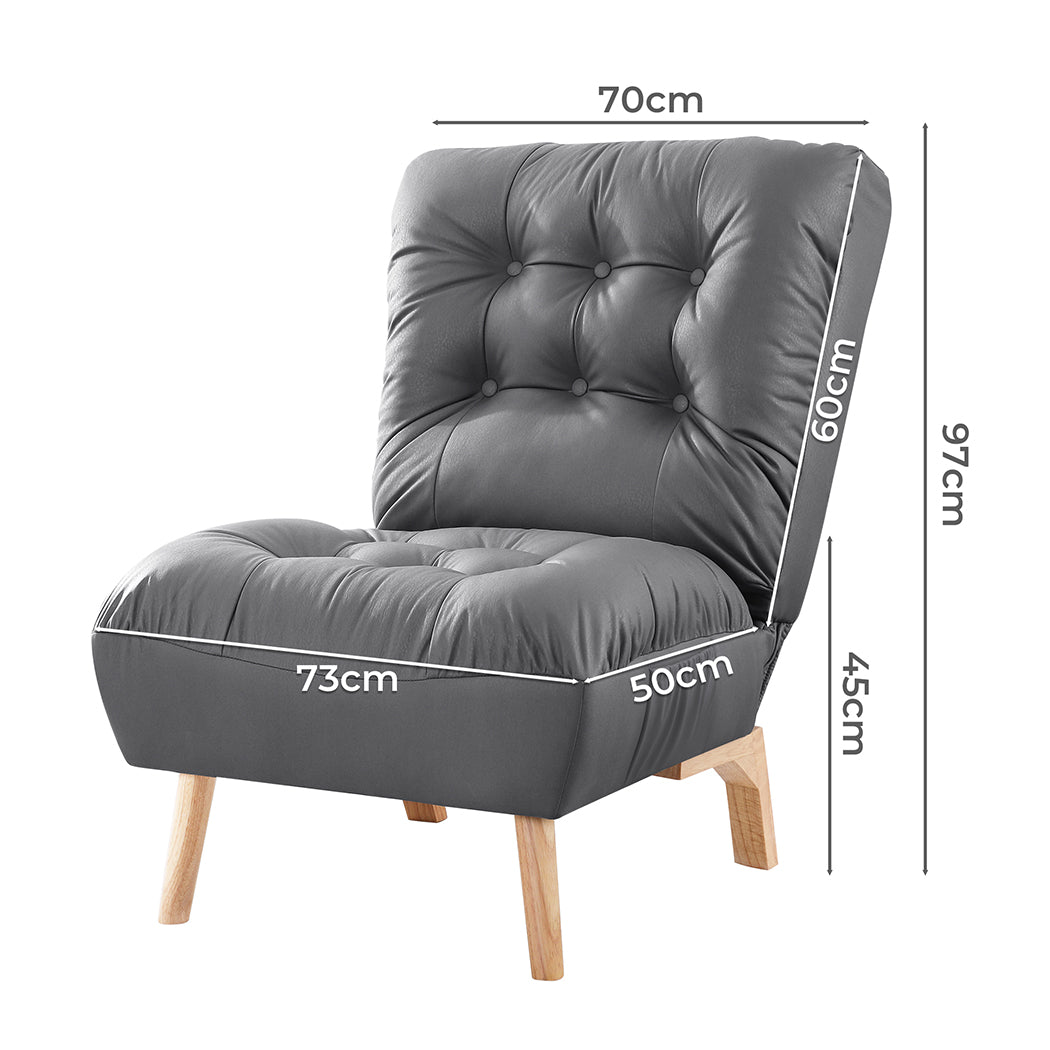 Levede Accent Chair Sofa Recliner Adjustable Grey-1864183136250892290