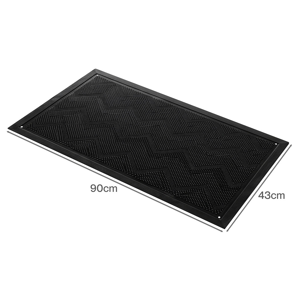 Marlow Front Door Mat TPE Non Slip Low Profile with Drainage Holes Black-2109799592118390787