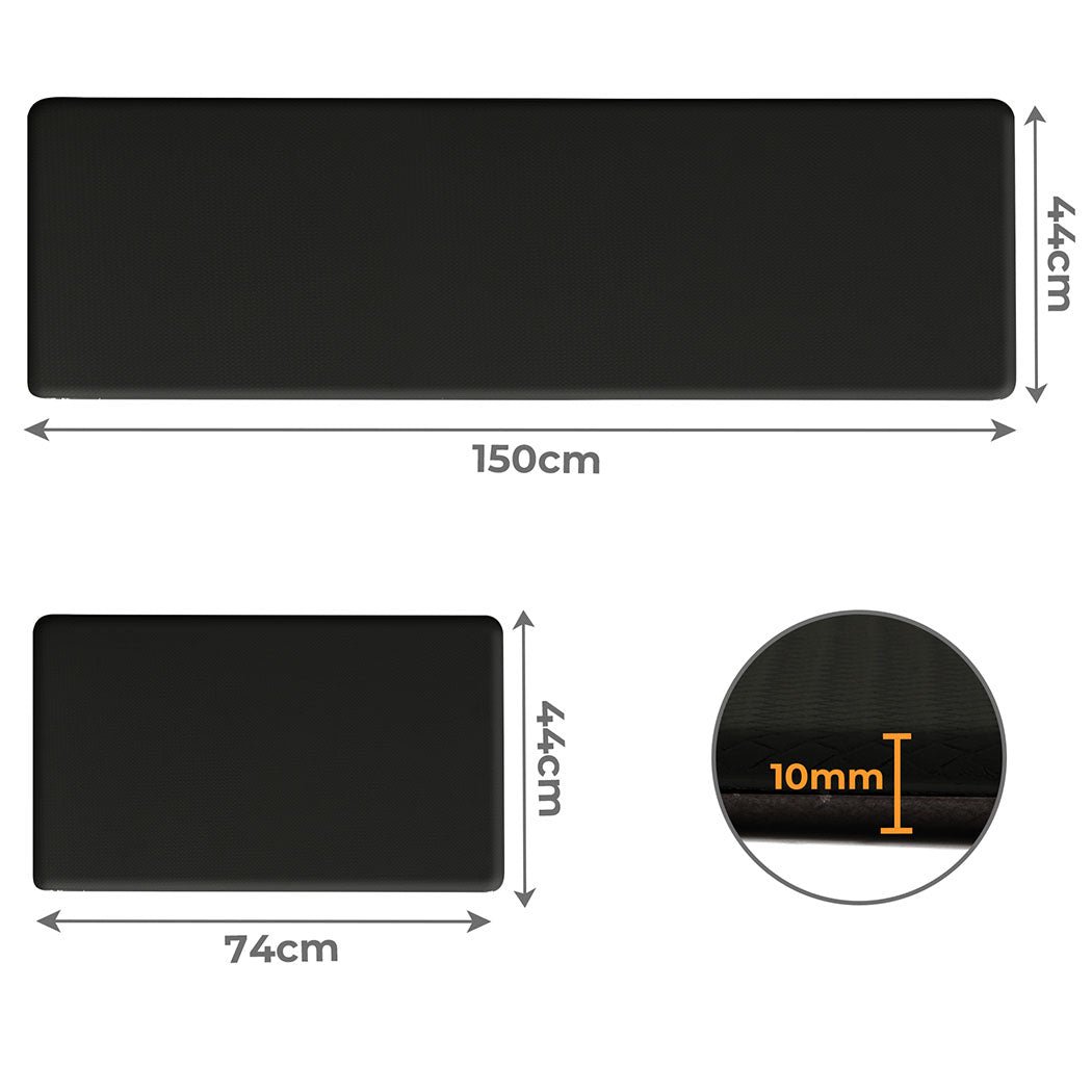 Marlow Kitchen Rug 2PCS Non Slip Anti Fatigue Mat Black-1894516802344587266