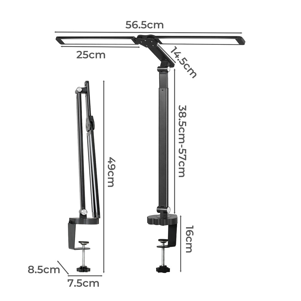 Emitto Double Head LED Desk Lamp Dimmable With Clamp-1919278357359497218