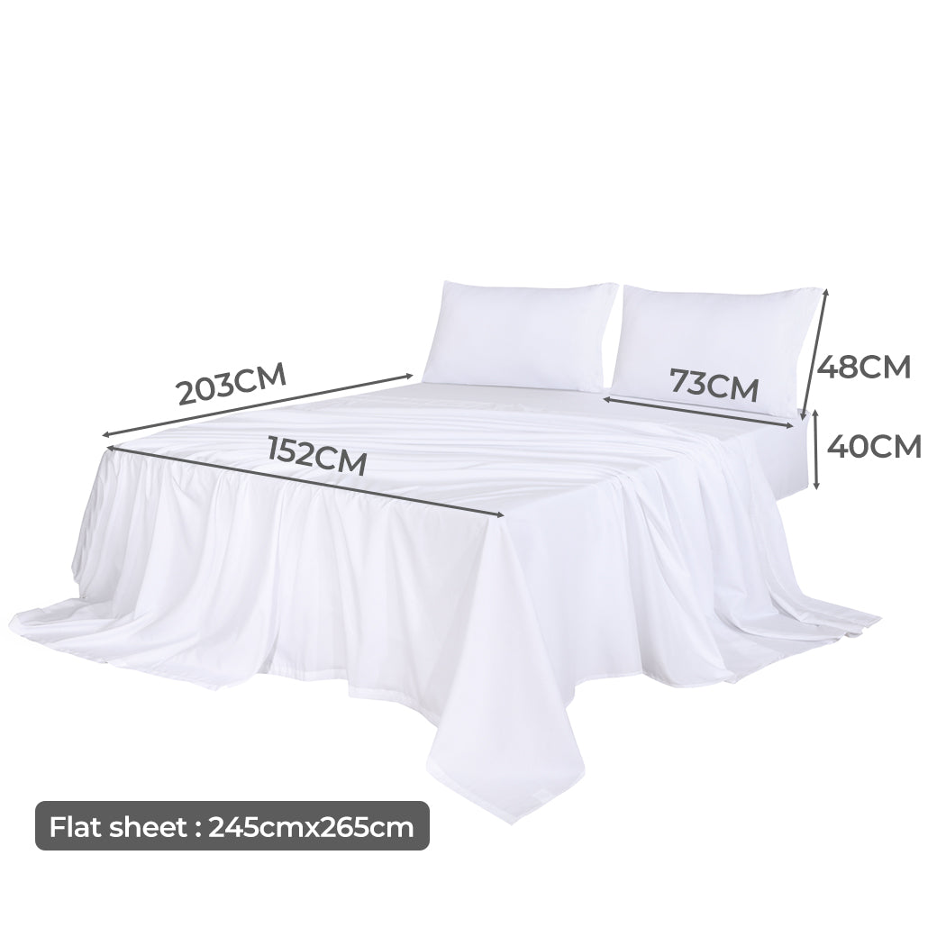 Dreamz 4pcs Queen Size 100% Bamboo Bed Sheet Set in White Colour-1864183184758018050