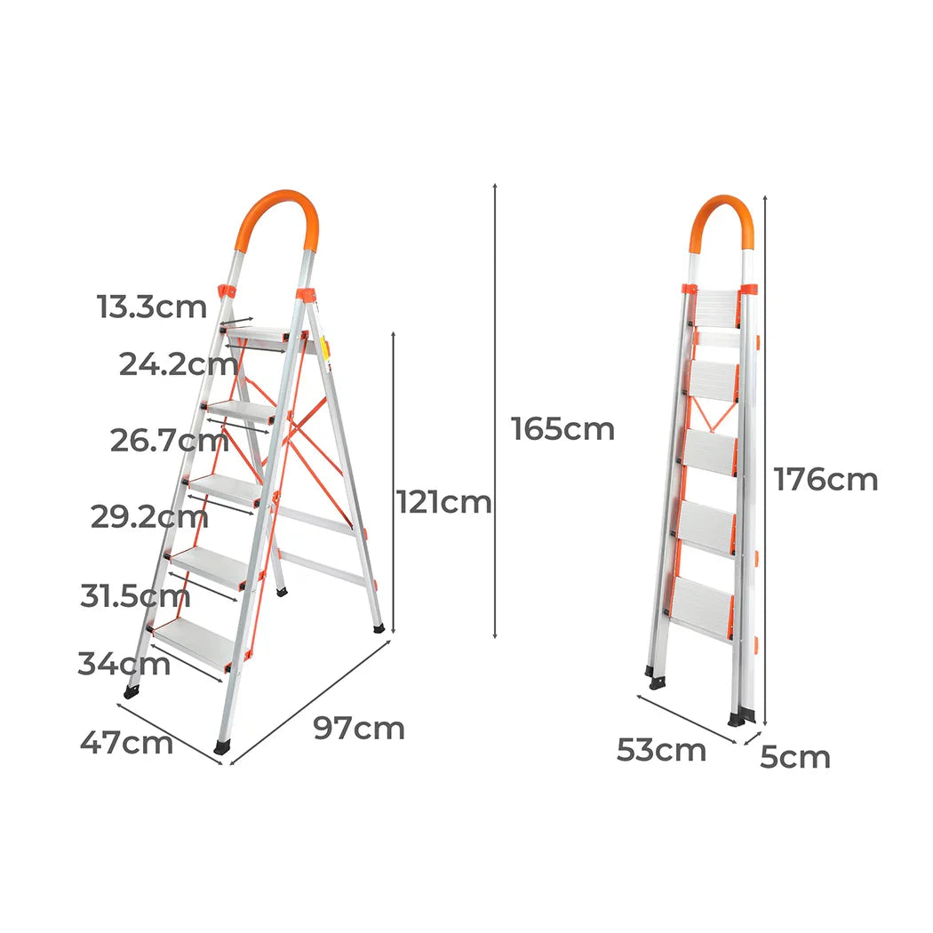 Traderight 5 Step Ladder Folding Aluminium-2006733183529390082