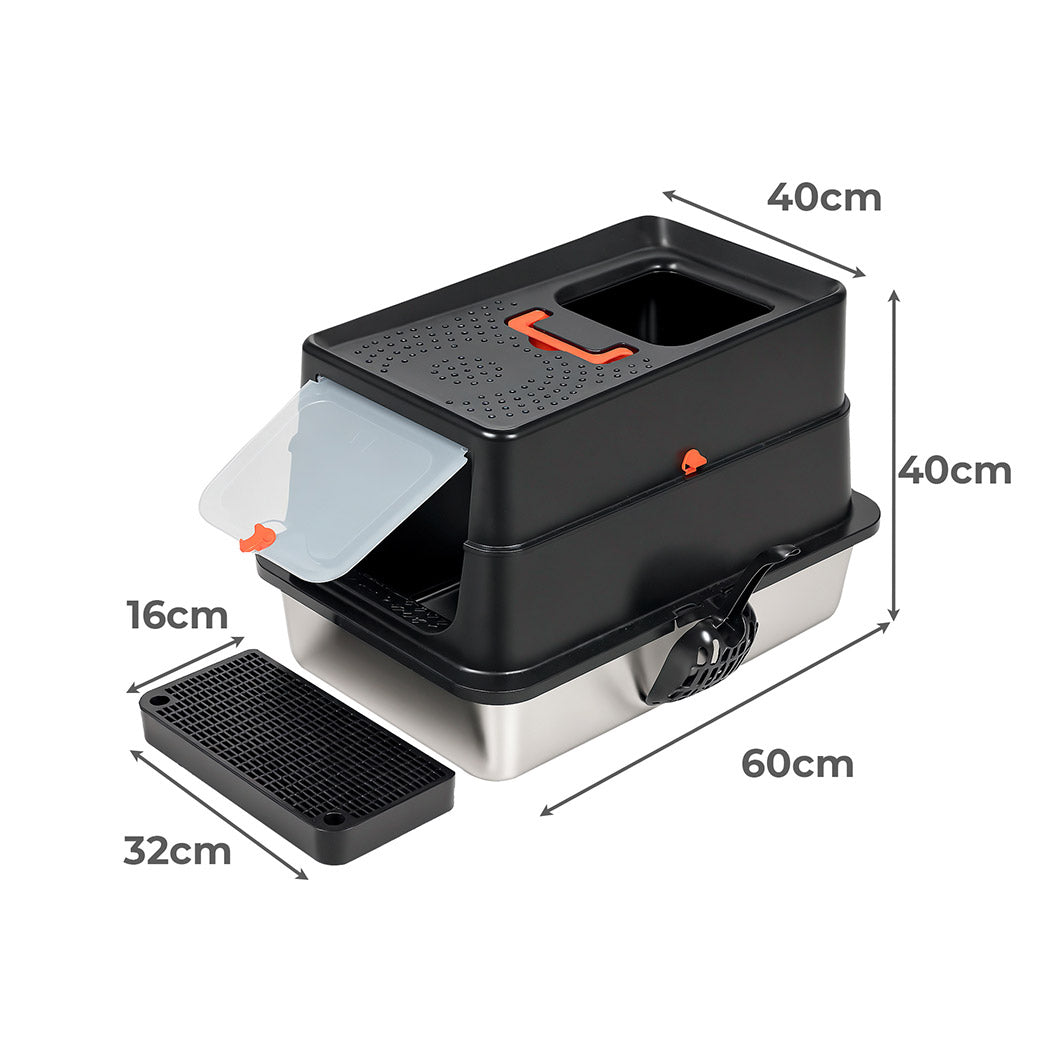Pawz Stainless Steel Large Enclosed Cat Litter Box-2050056807346475010