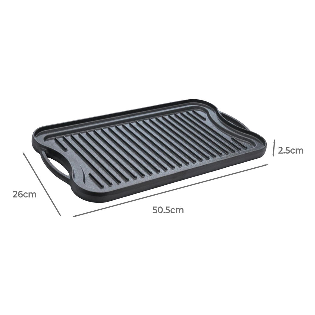 Toque 50.5cm Reversible Cast Iron Griddle Pan Non-Stick-2011971111960580098