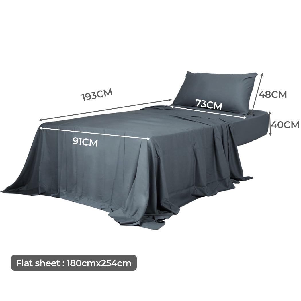 Dreamz 3pcs Sinigle Size 100% Bamboo Bed Sheet Set in Charcoal Colour Single-1864183185072590850