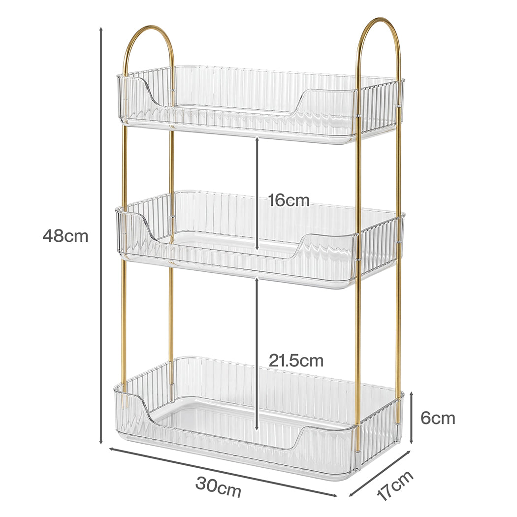 Ilus 3 Tier Makeup Organiser Vanity Countertop Shelf Cosmetic Holder White-2065254302259220482