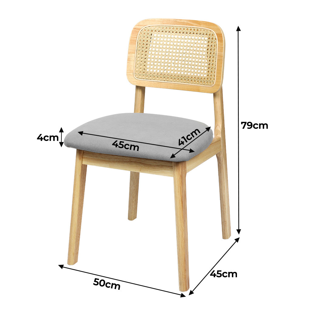 Levede 2x Dining Chair Wood Rattan Armless Natural-1894516800792694786
