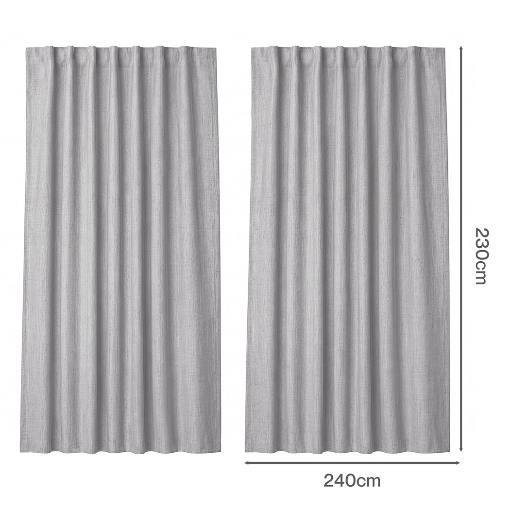 Marlow 2 Panels Blackout Curtains Thermal Linen Look Blockout Drapes Grey-2072893565721251842