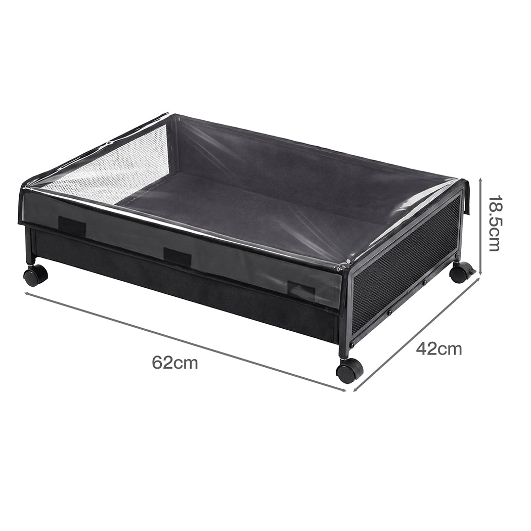 Levede 2Pcs Under Bed Storage Box Wheels Clothes Organizer Dustproof 48L-2072893558603517954