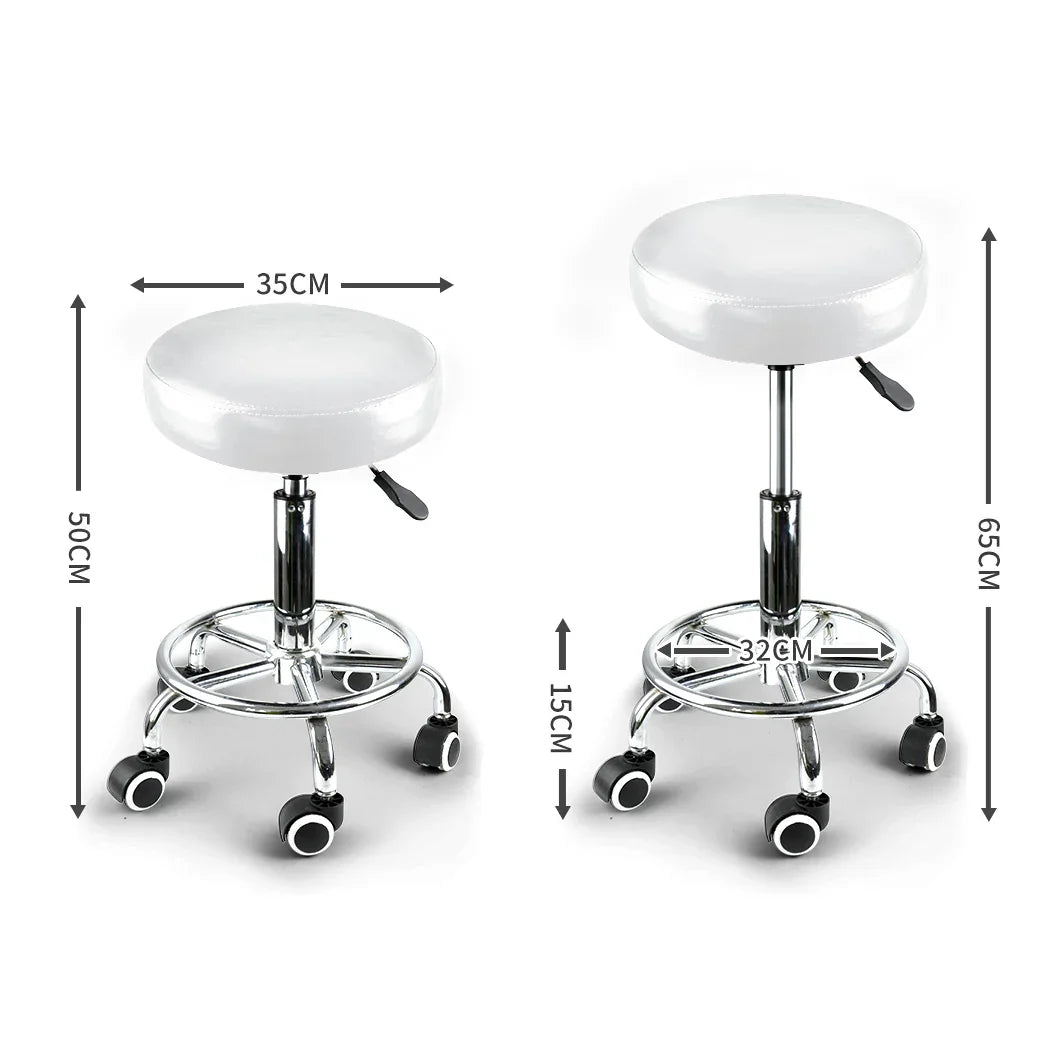 2x Levede Swivel Salon Barstool Hairdressing White-2018816797721104386