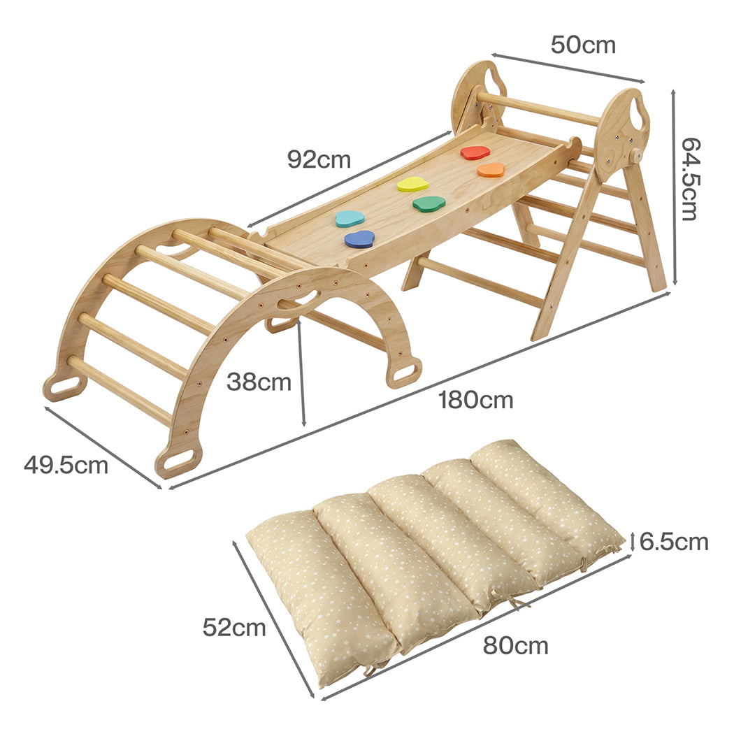 BoPeep Kids Climbing Toys Sets Toddler Toys Triangle Arch Climber Indoor Natural-2050059014313742338