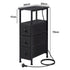 Levede Bedside Table Slim Bedside Table with LED Charging Station Black-2100034980116828162