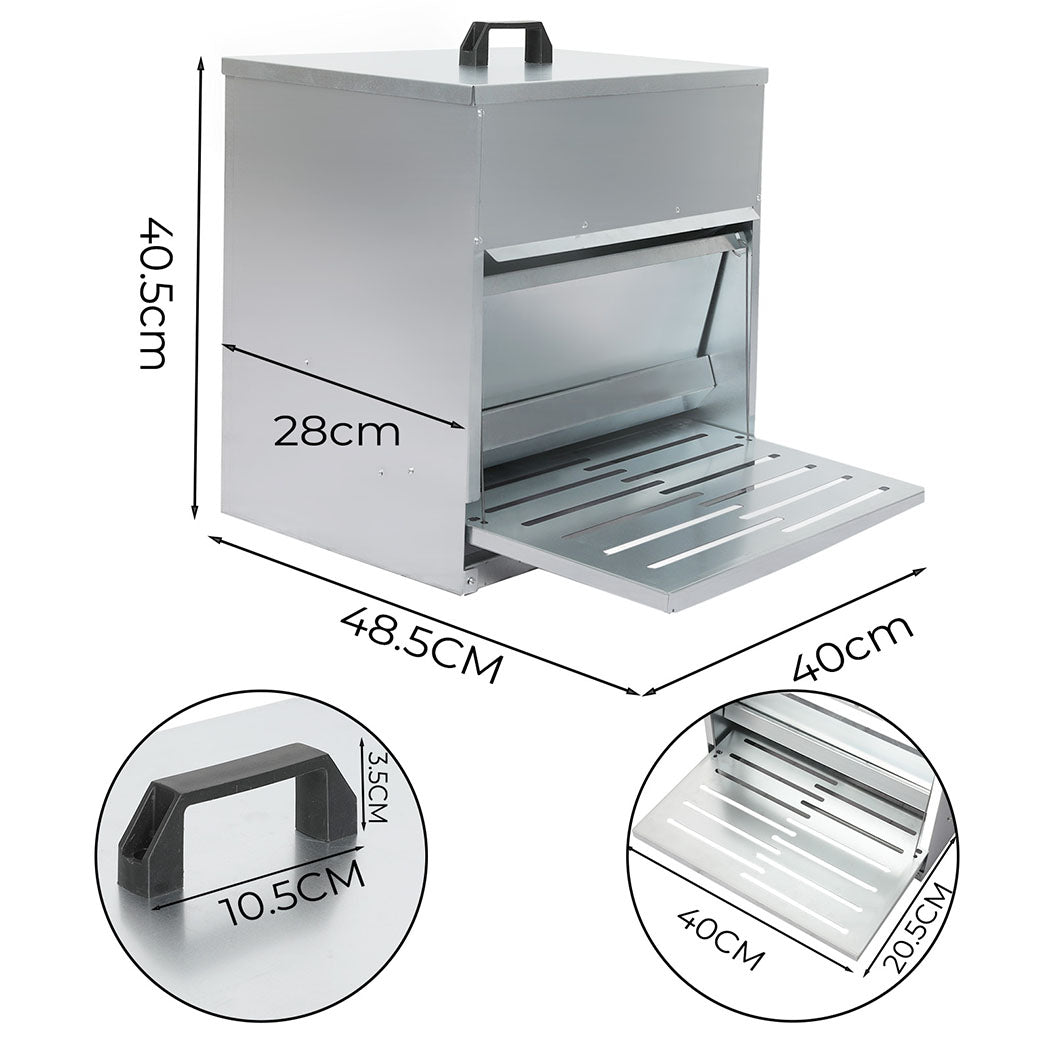 PaWz 10KG Auto Chicken Feeder Dispenser Galvanised Steel-2006732904771751938
