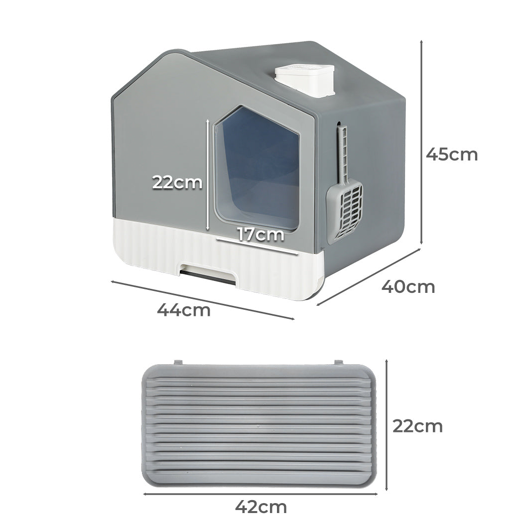 PaWz Fully Enclosed Cat Litter Box Mat Grey-2029387231323623426
