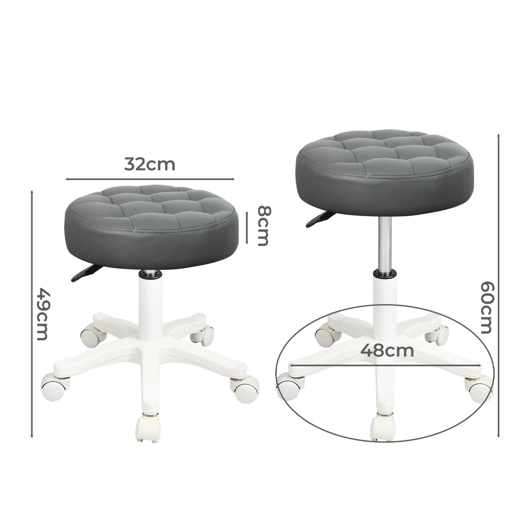 Levede 2x Rolling Bar Stool Swivel Salon SPA Chair Grey-2018816801848299522