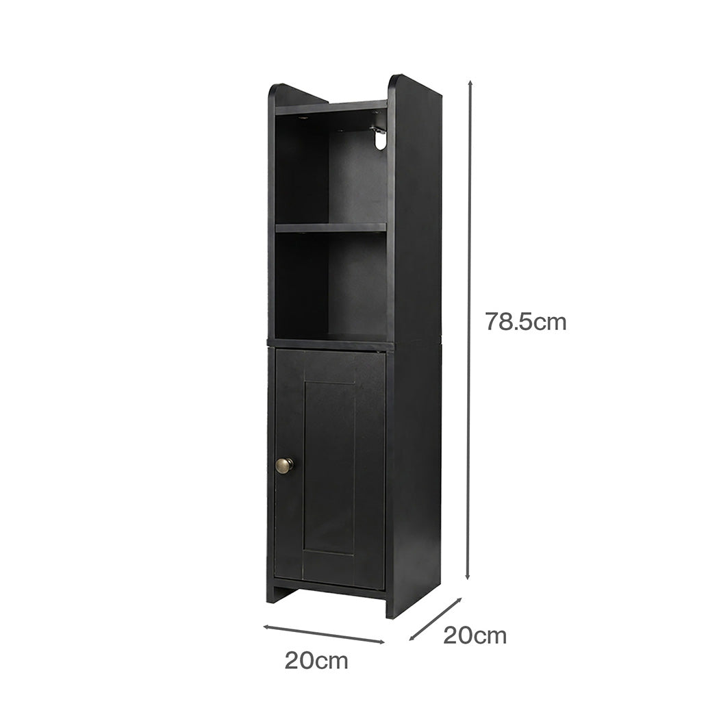 Levede Bathroom Cabinet Storage Slim Organiser Paper Holder Corner 78.5cm Black-2061251856520318978