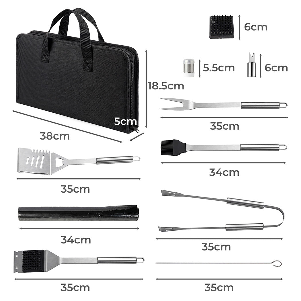 Moyasu 29Pcs BBQ Tool Set Stainless Steel Grill Cook Barbecue Grill Utensils Kit-2102558712077094914