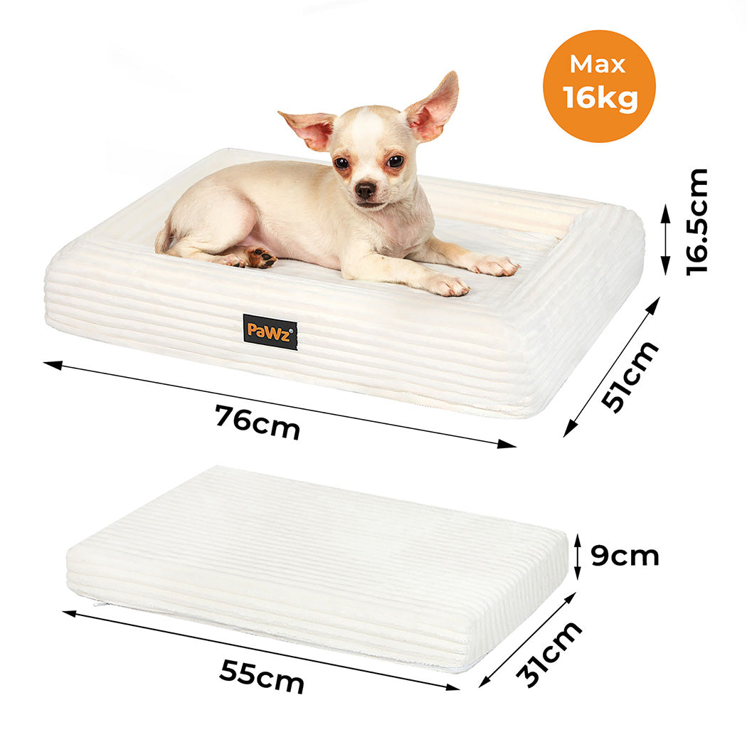 Pawz M Size Orthopedic Dog Bed with Corduroy Removable Cover Waterproof Washable Beige-2065254249008336898