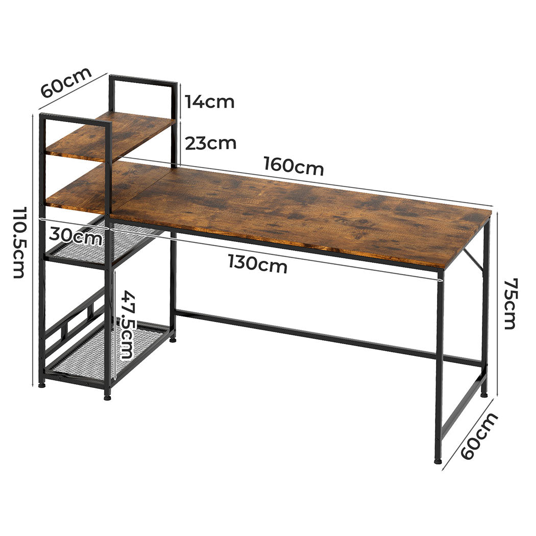 Levede Computer Desk Study Home Table with 4-Tier Shelf-2011971109058121730