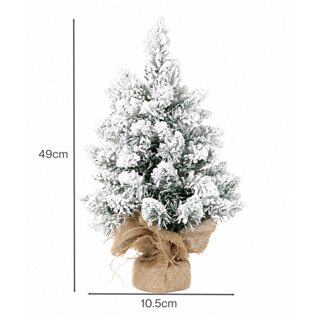 Santaco Christmas Tree 49cm Mini Christmas Tree LED Lights Snow Flocked PVC-2100035037939503106