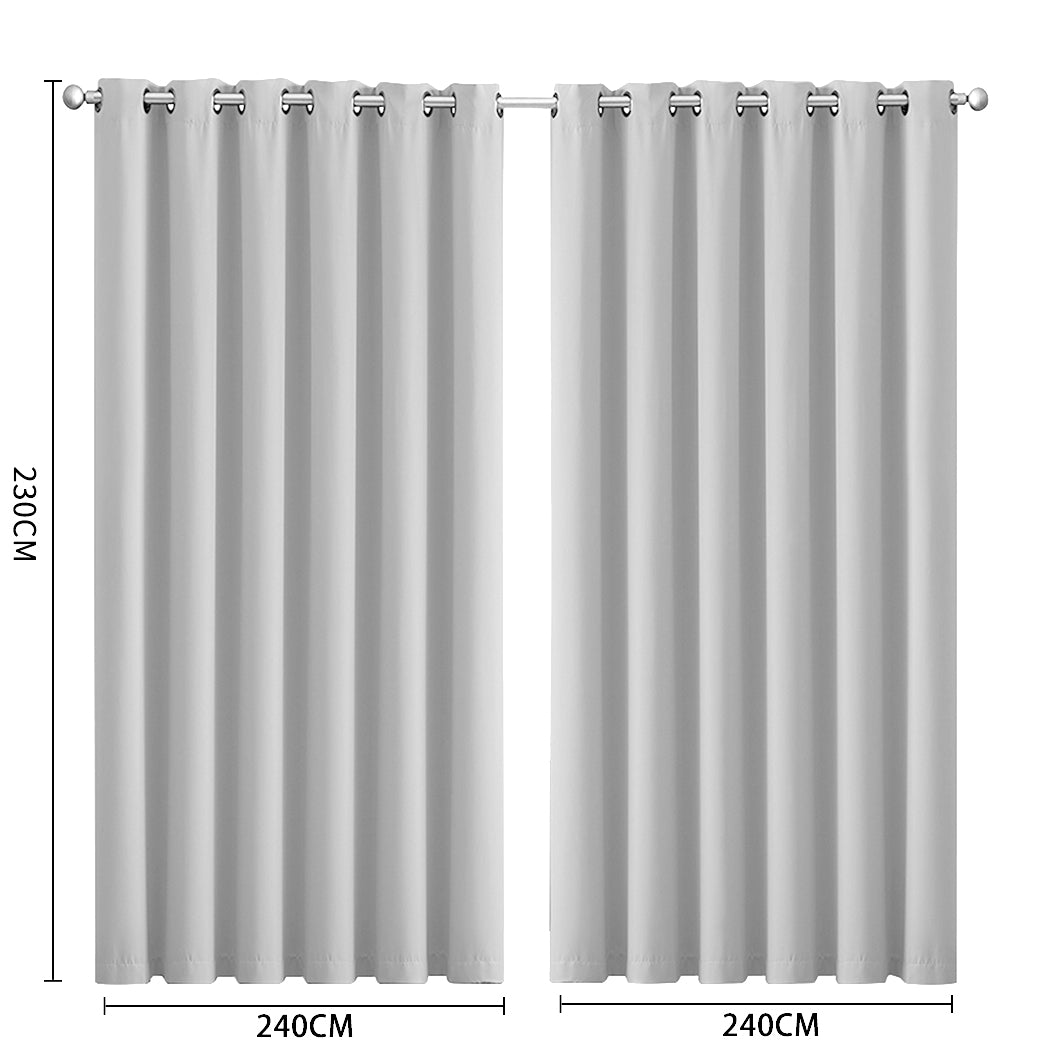 2x Blockout Curtains Panels 3 Layers Grey-1942353384485031938