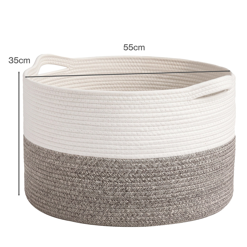 Levede Blanket Basket Cotton Rope Foldable Large with Handles Bedroom Brown-2100035024177991682