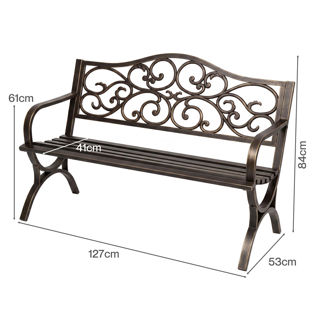 Levede Garden Bench Seat Outdoor Patio Park Lounge Backyard Chair Bronze 3 Seat-2072893558347665410