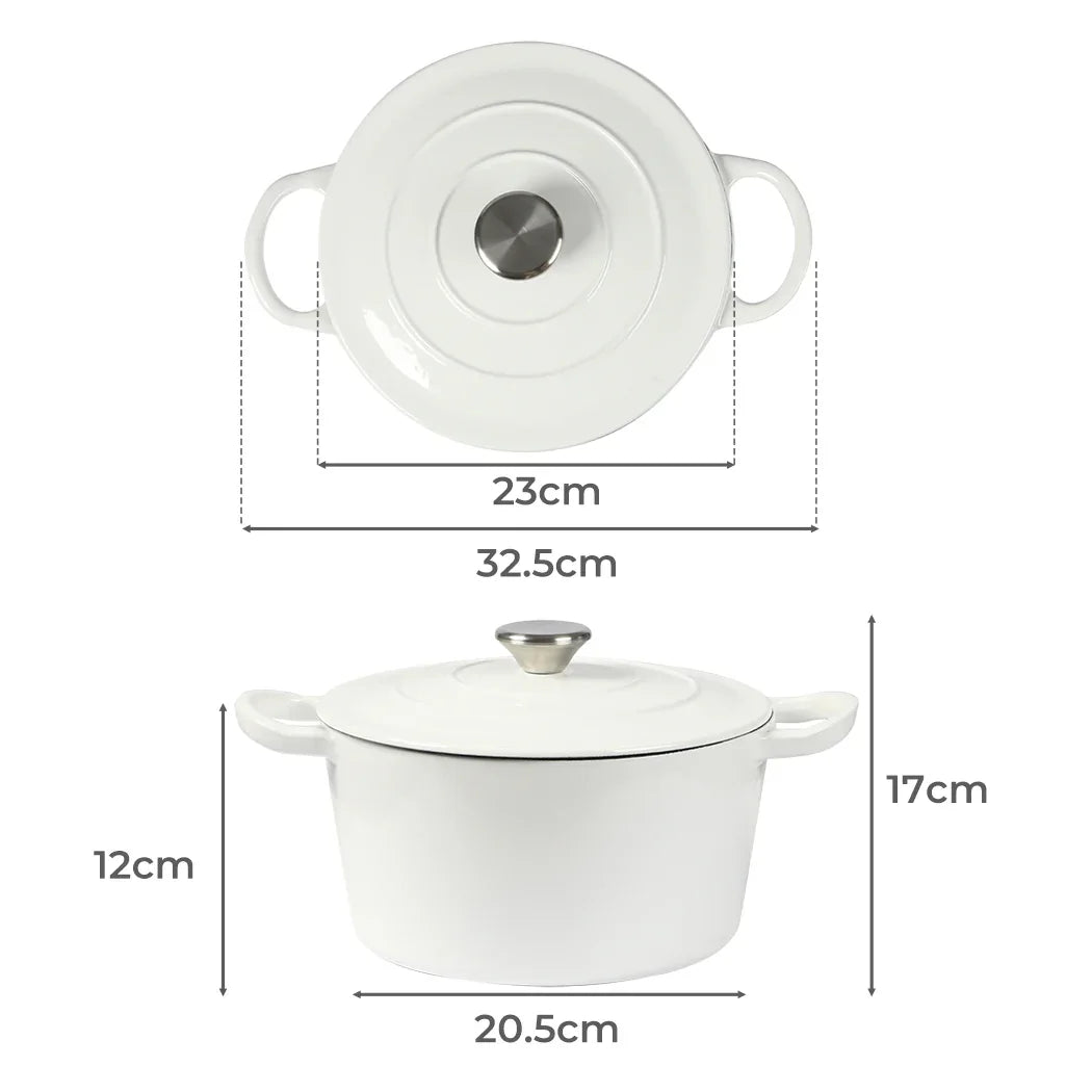 TOQUE 4L Enamel Dutch Oven Pot in White Colour-2018816786526507010