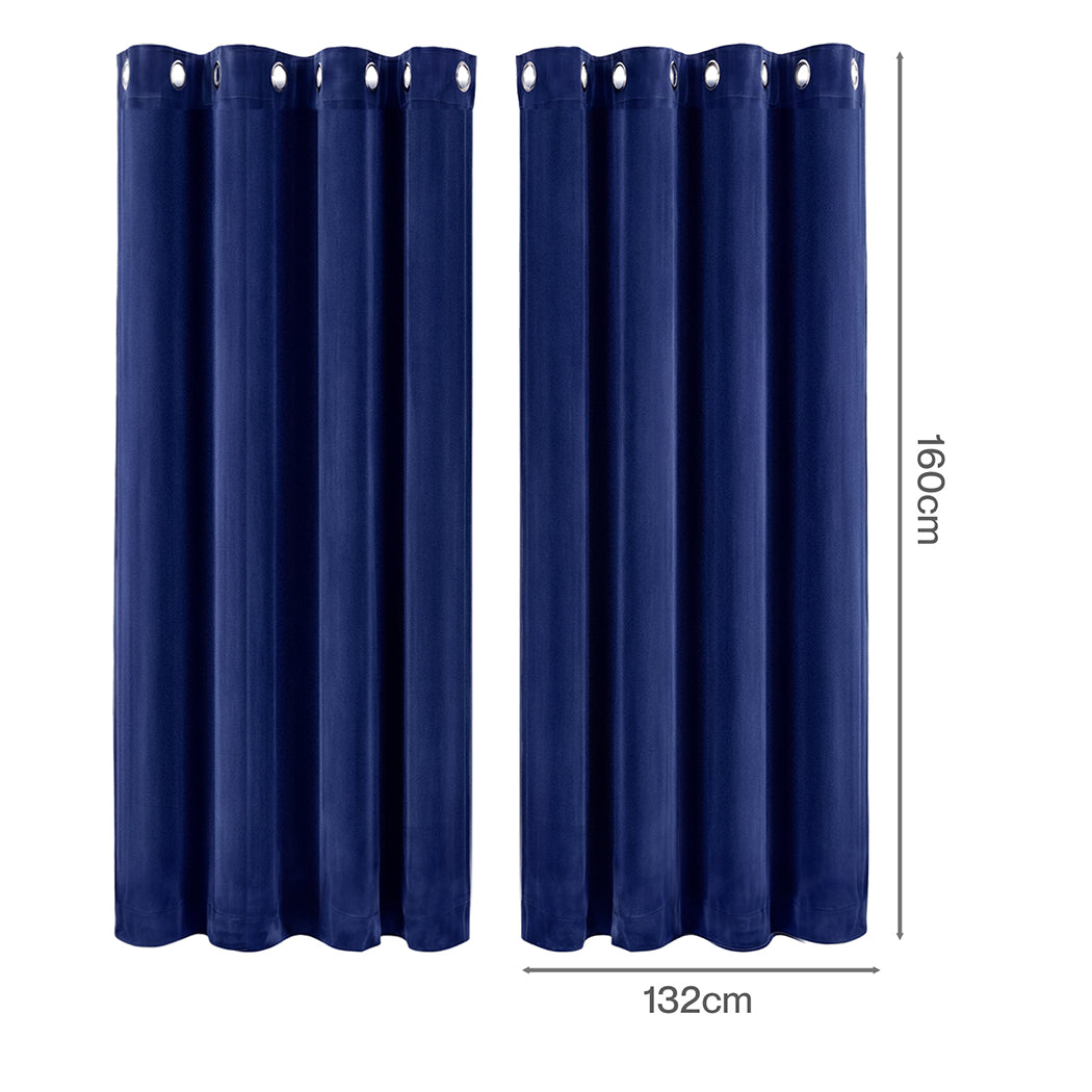 Marlow Velvet Blackout Curtains 2-Panel Room Darkening Eyelet Curtains 132x160cm-2072893566673358850