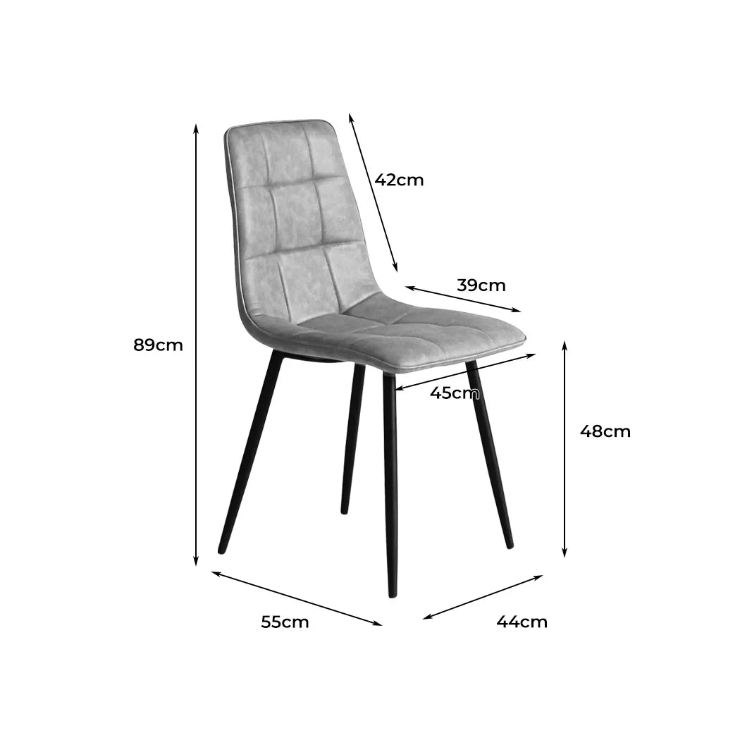 Levede 4x Dining Chairs Kitchen Chair Grey Faux Leather-2006733265016328194