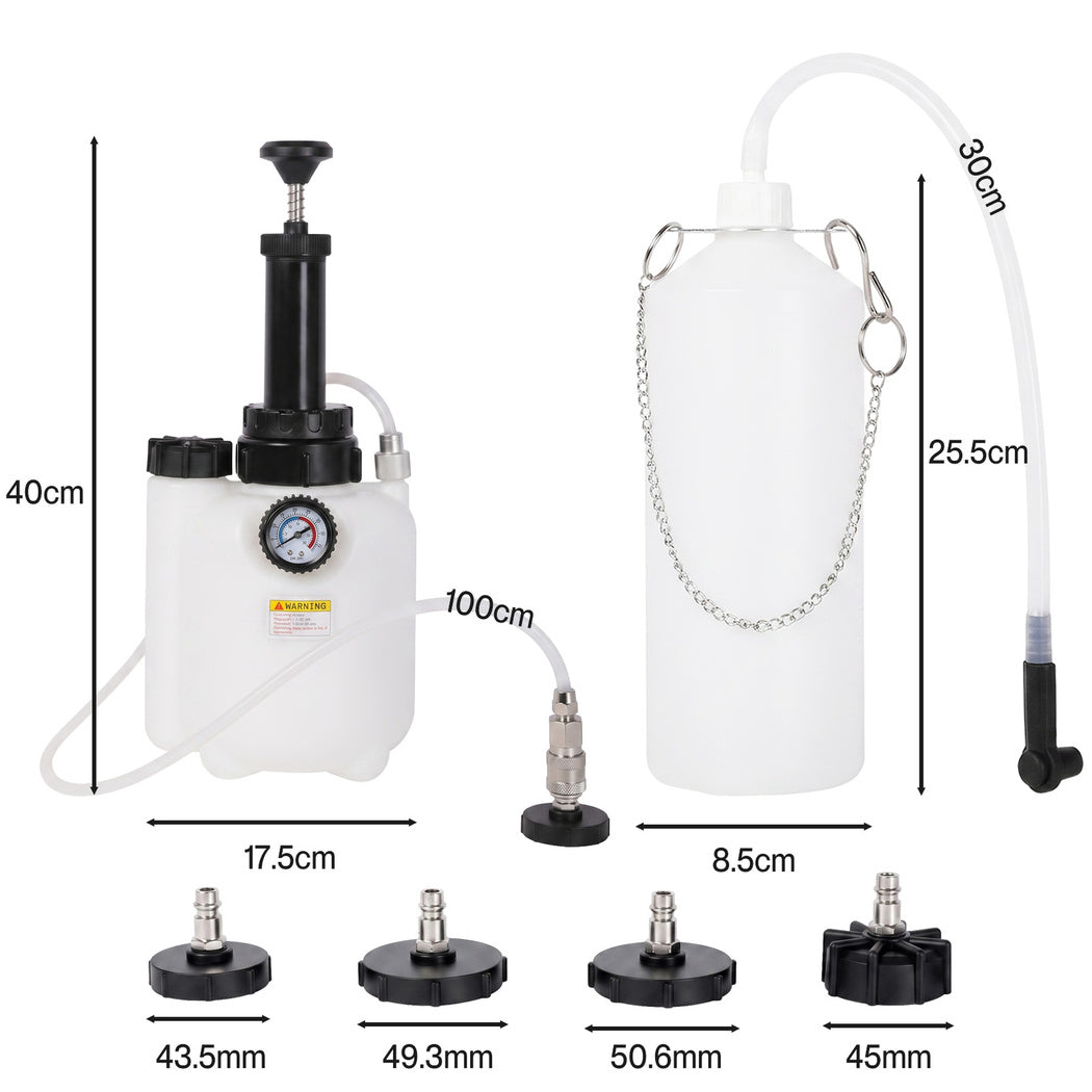 Manan Brake Bleeding Kit 3L Pressure Bottle With 4 Adapters For Car Garage White-2109799588632924163