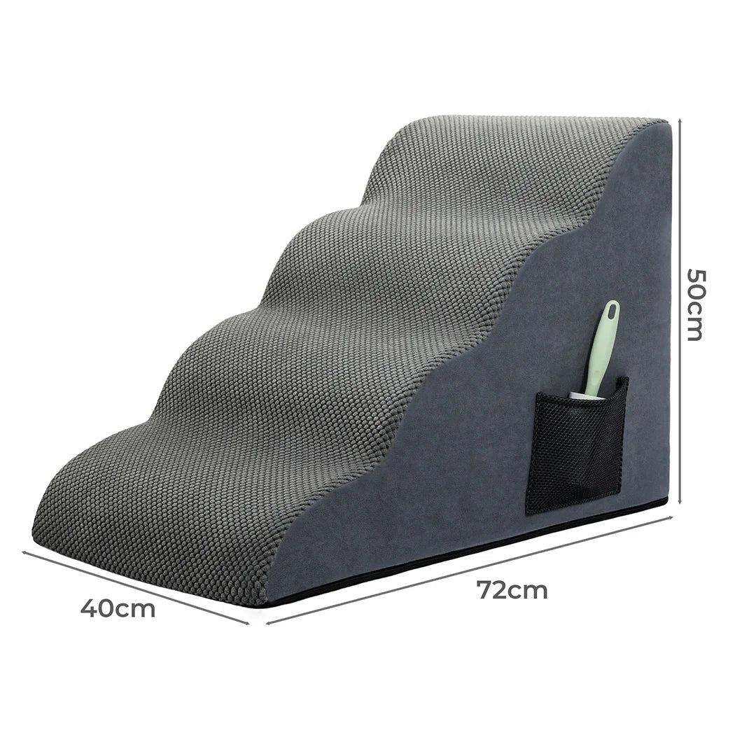 Pawz 4 Steps Pet Stairs Dog Ramp High Density Foam Grey-2029387209974616066