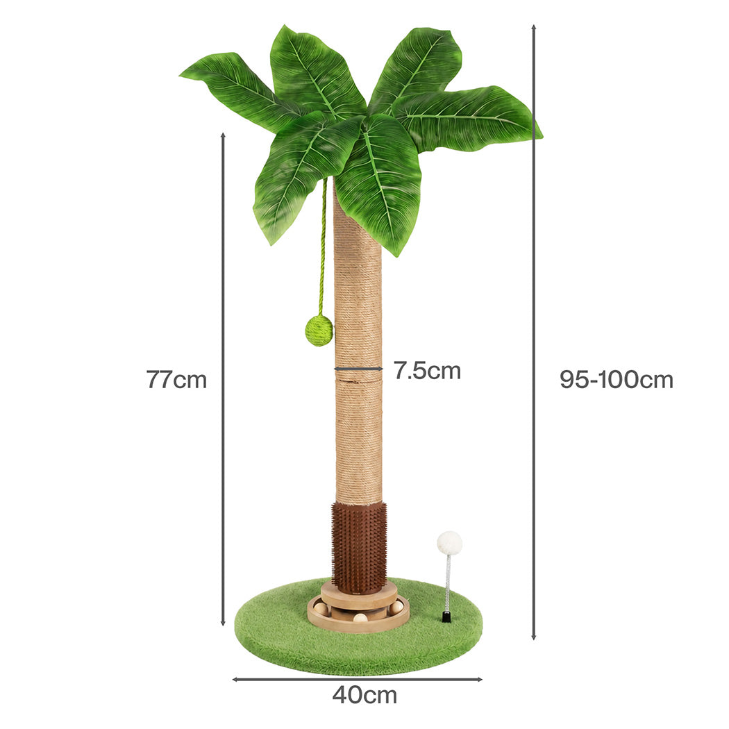 Pawz Cat Scratching Post 77cm Palm Tree Cat Scratcher Balls Sisal Green-2100034990111854594