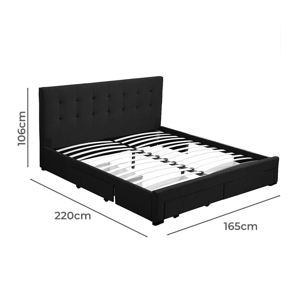 Levede Queen Bed Frame Fabric Tufted Dark Grey-2006733223215894530